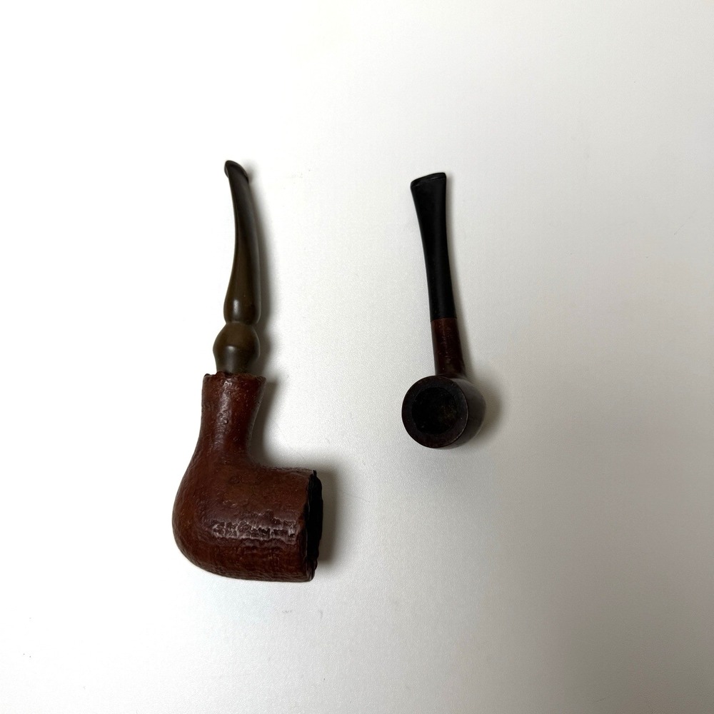 Set of 2 Vintage Mini Smoking Tobacco Pipes Tom Thumb & Briar Italy